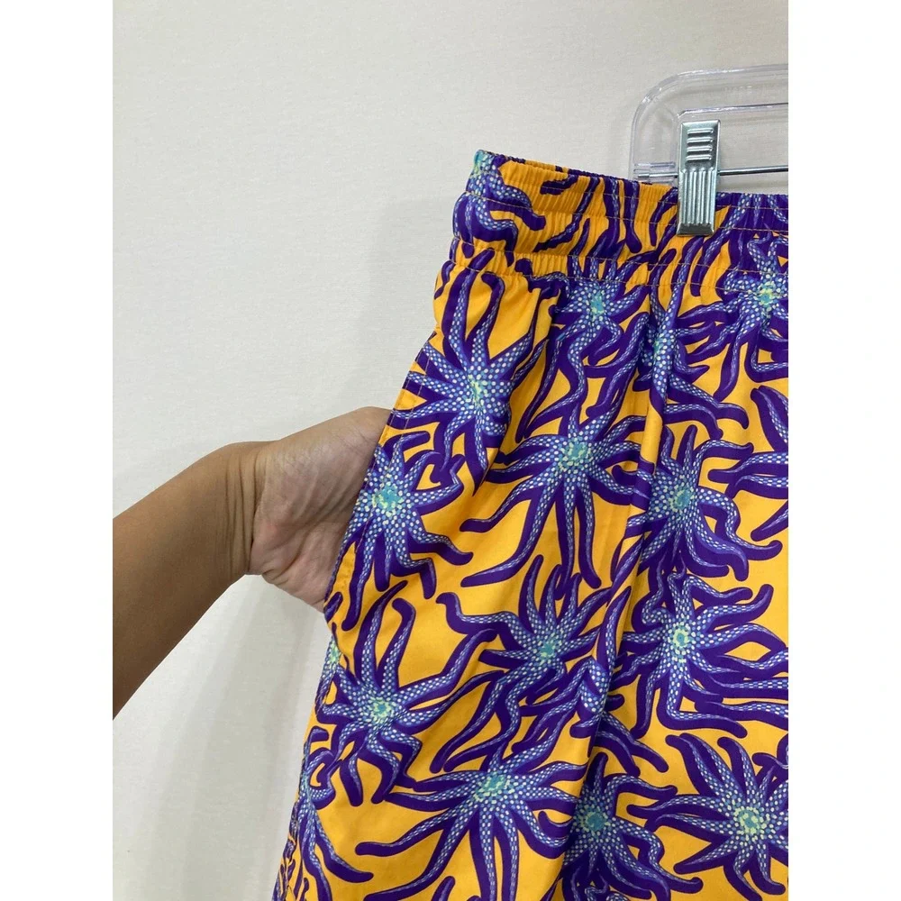 Vilebrequin Moorea Men's Swim Trunks Shorts 5XL Yellow Purple Starfish Lined